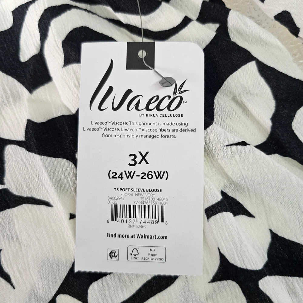 Terra & Sky Woman's Boho Minimalist Abstract Blouse Plus Size 3X Flowy Top - Picture 14 of 14
